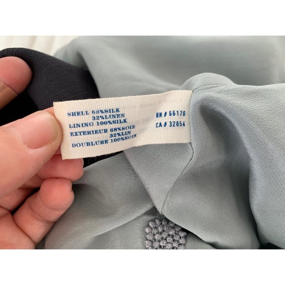 Anthropologie Leifsdottir Silk Skirt Navy Blue Light Blue Aqua Stitching Sz XS - Picture 14 of 14